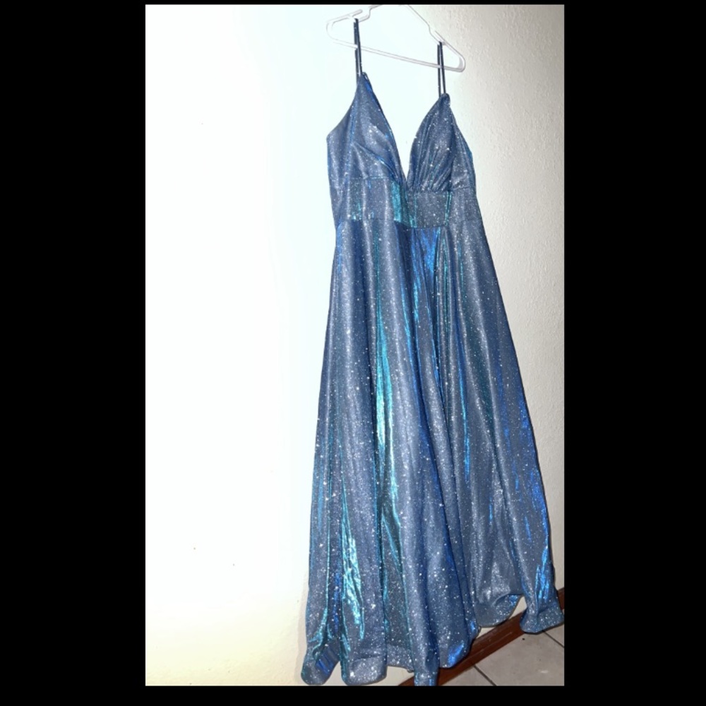 May Queen Ruched Empire Glitter A Line Dress